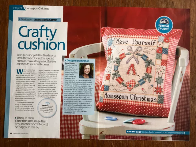 Christmas Sewing Themed Cross Stitch Cushion Chart **from a magazine**