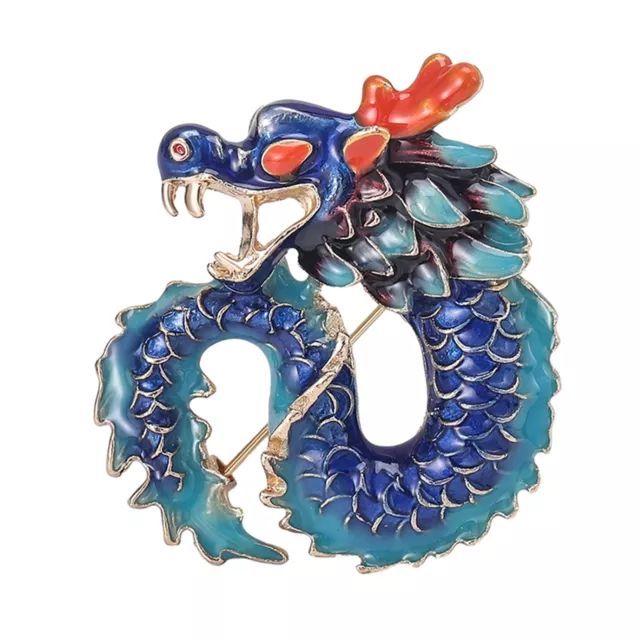 Zodiac Dragon Shape Brooch Durable Elegant Vivid for Men Suit Lapel Coat Enamel