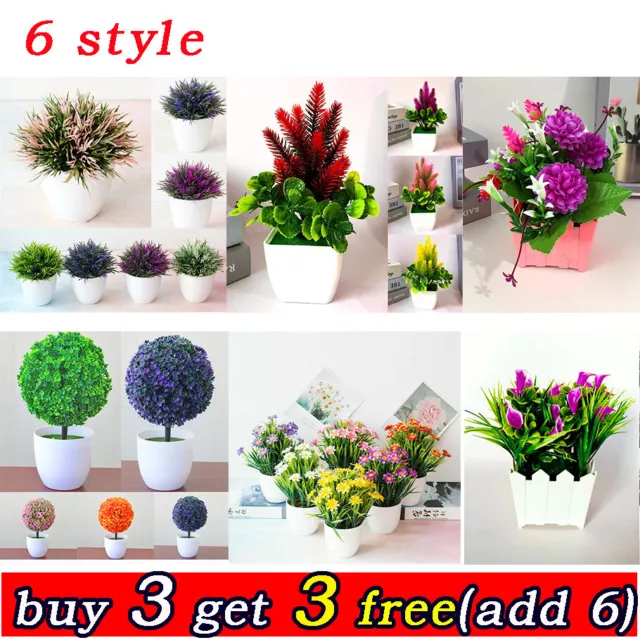 Artificial Potted Flowers Fake False Plants Outdoor Garden Home In Pot Decor UK