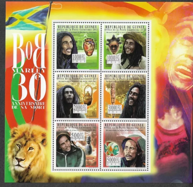 Bob Marley Stamps In Sheet  Singer Reggae Pop 2011 Mnh