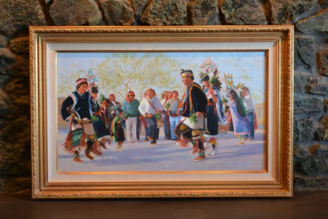 Oil Painting - Hopi Pueblo Indian Butterfly Dance - Sherry Blanchard Stuart
