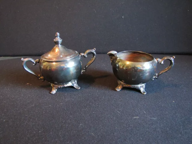 Vintage Silver Wm Rogers Cream and Sugar Set