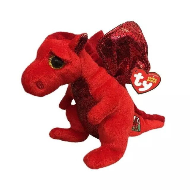 1 X TY BEANIE BABIES Y Ddraig Goch WELSH DRAGON SOFT TOY PLUSH REG 6" 41155