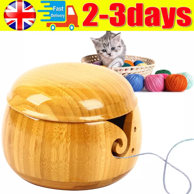 1pc Wooden Yarn Bowl, DIY Yarn Storage Container With Lid, Round Yarn  Organizer, Knitting Wool Storage Basket With Holes, Handmade Craft Crochet  Kit Organizer Perfect For Mother's Gift