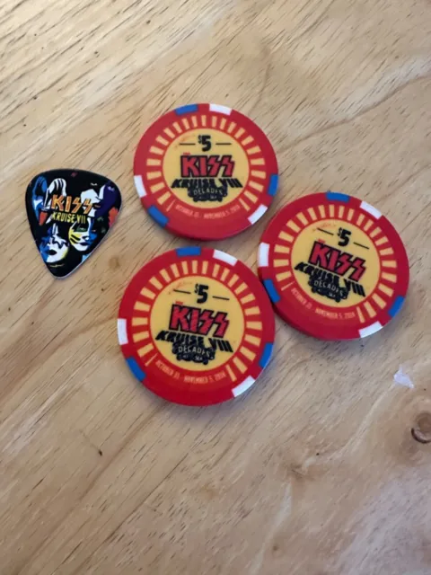 Kiss Kruise VIII Poker Chips and Gene Guitar Pick Kiss Kruise  VII