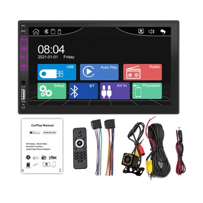 7" 2 DIN Autoradio mp5 Bluetooth 4.2 carplay Mirror link con AUTO TELECAMERA RETROMARCIA 