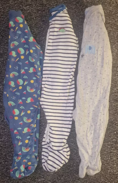 Baby Boys Sleepsuits 6-9months X3