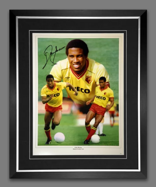 John Barnes Watford FC Signed And Framed 12x16  Football Photograph. Memorabilia