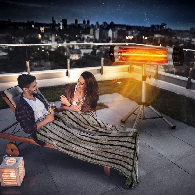 TRESKO Heizstrahler 2500W Infrarotstrahler Terrassenstrahler Wärmestrahler Timer 7