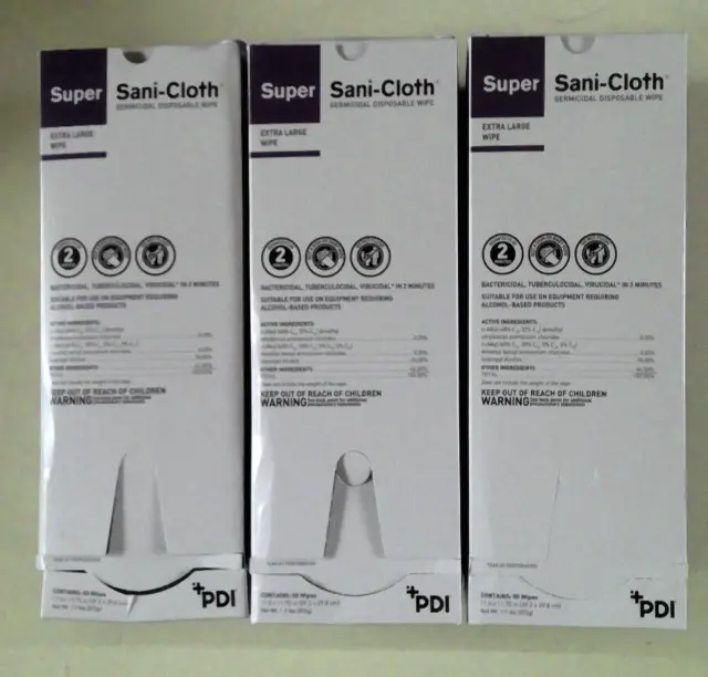 Super sani-cloth germical disposable 50 wipes each box 11.5 x 11.75 in