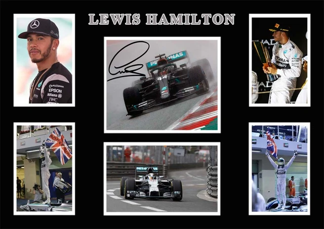 LEWIS HAMILTON SIGNED A4 Autograph PHOTO Montage Signature Print ...