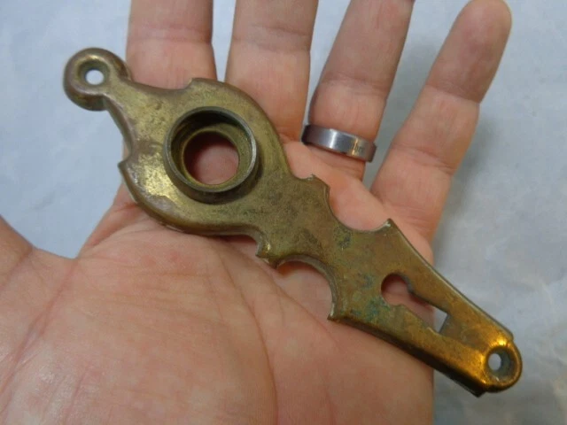 Door Handle Back Plate 5 1/2", Brass Vintage Art Deco Era