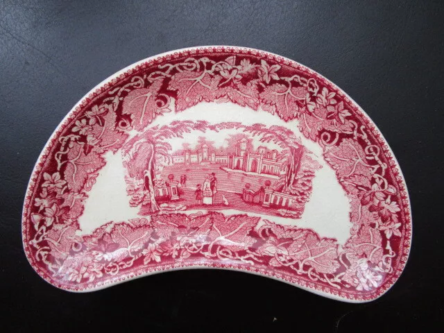 Vintage Antique Masons ironstone Vista Pink  Crescent /Kidney Shaped Dish /Plate