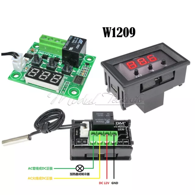 Digital W1209 12V Thermostat -50-110°C Temperature Controller Switch Sensor+Case