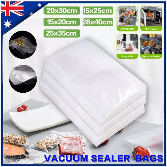 100-500X Vacuum Sealer Bags Precut Food Storage Saver Heat Seal Cryovac 4 Size