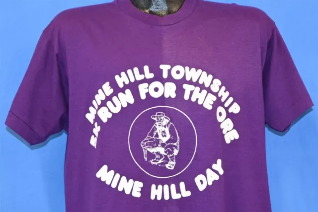 vtg 80s OFFICIAL MINE HILL DAY TOWNSHIP 5K RUN FOR THE ORE NEW JERSEY t-shirt L