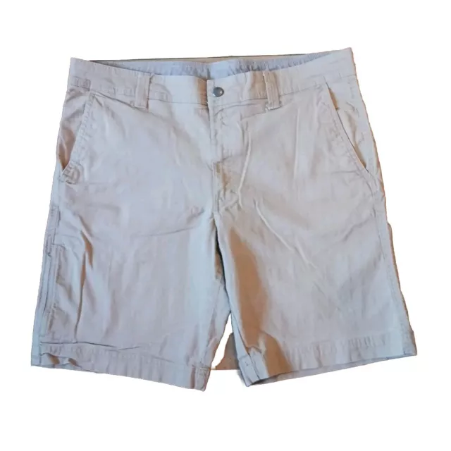 Columbia Shorts Mens 36 W Beige/ Khaki Casual Flat Front Pockets 10" Inseam EUC