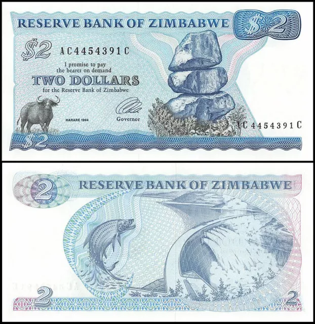 Zimbabwe 2 Dollars, 1994, P-1c, UNC