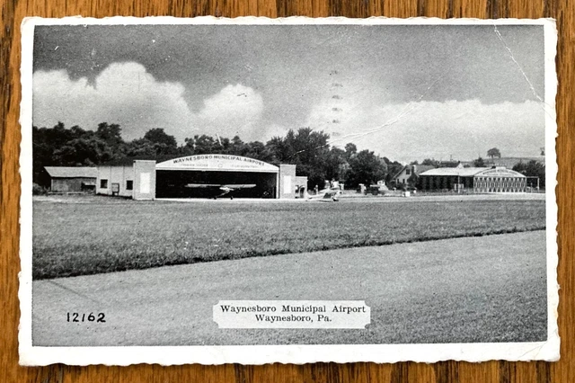 WAYNESBORO, PENNSYLVANIA: Municipal Airport Hangars & Aircrafts,  1946 pmk
