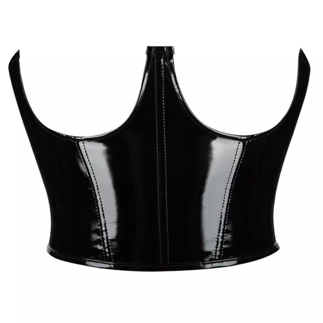 Donna Lucido PVC Corsetto Cincher Girovita Cintura con Lacci Nero Punk Gotico