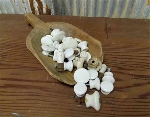 Antique Porcelain Drawer Pulls, Vintage Cabinet Hardware, Porcelain Knobs