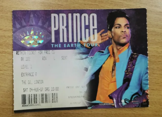 PRINCE TICKET 2007 21 Nights in London The Earth Tour 4th August Original 1 ONLY