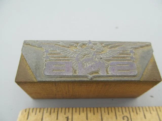 “SNB” Eagle Initials Vintage Advertising Printing Press Wood Block Stamp