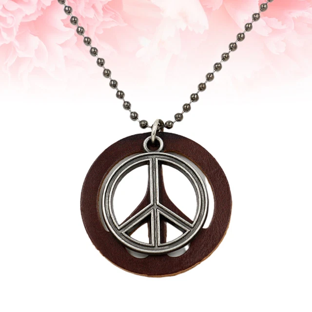 2 Stück Retro Peace Charm Halskette Peace Sign Anhänger Schmuck Mode Pullover 5