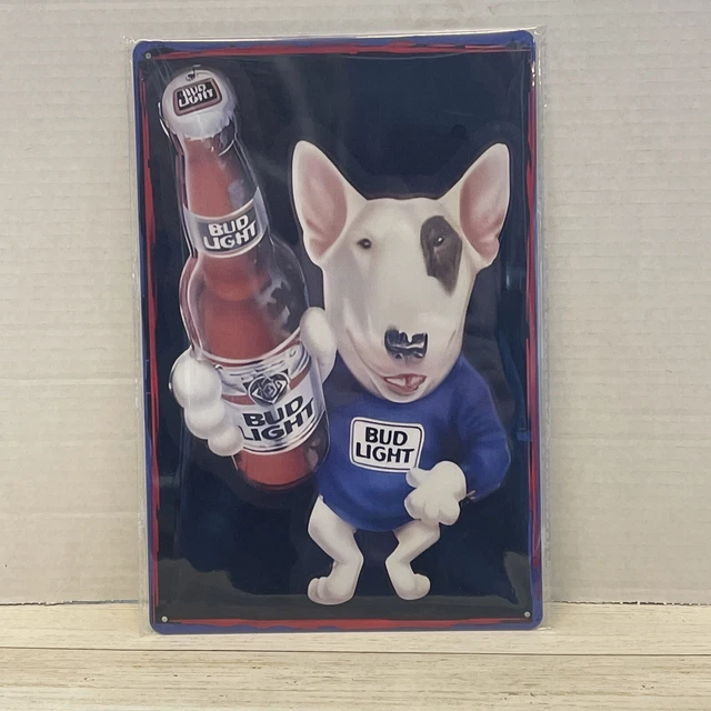 SPUDS MACKENZIE BUD light tin sign Budweiser Beer Bottle Spud Dog New