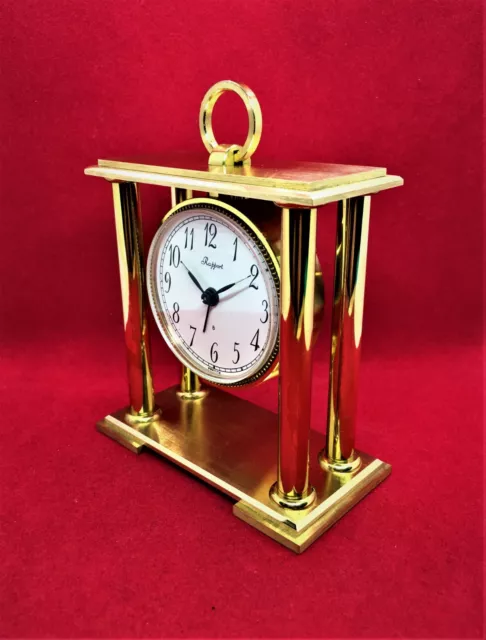 Old Vintage Heavy Rapport French Brass Alarm Portico Clock