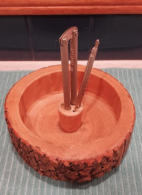 Wood Nut Cracker Bowl Set Utensils Live Edge Tree Bark