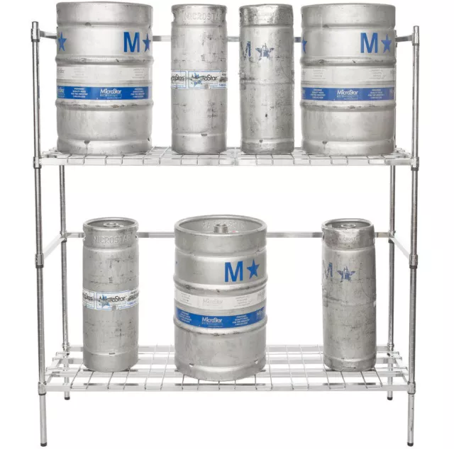 6 Keg Chrome Wire Shelf RACK 18" x 60" x 64" Bar Full Half Kegerator Beer