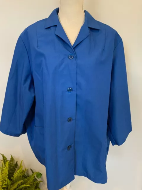 Vintage RED KAP Womens Size 2XL Blue 3/4 Sleeve Collar Button Uniform Shirt NEW