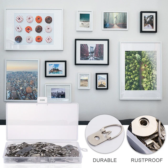 50 Pcs D Ring Frame Hangers Picture Frame Ring Hook Wall Hanging Hooks Suite