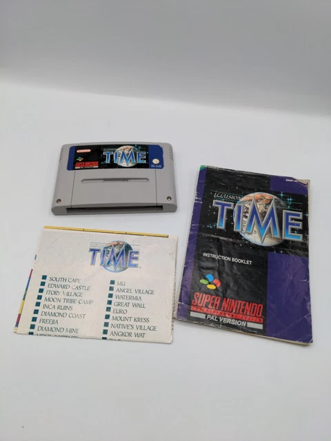 Illusion Of Time Super Nintendo SNES UK PAL Cartridge with Manual and enemy list