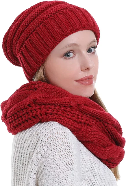 Bufanda Y Gorro Grueso Tejidos De Punto Beanie Cuellera De Mujer Para Invierno 4