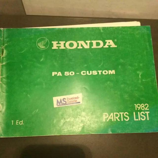 original Honda PA50 Custom 1982 Ersatzteilkatalog Parts Ersatzteilliste Handbuch