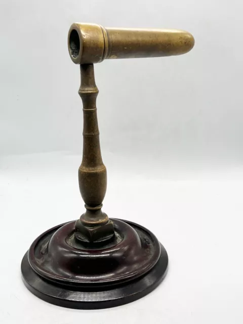 Antique Brass Georgian / Victorian Goffering Iron On Wood Stand Large