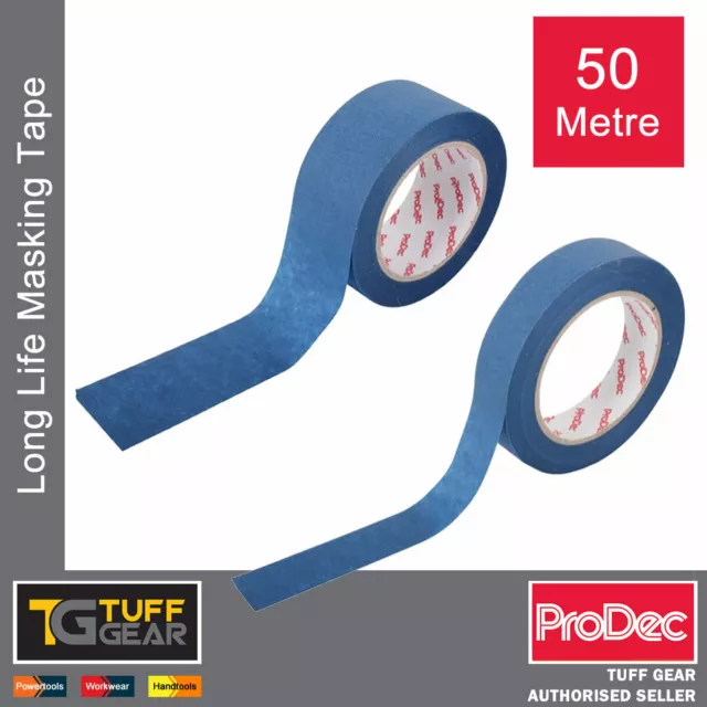 ProDec langlebiges Abdeckband 25 mm & 50 mm Breite - 50 Meter Maler Band blau