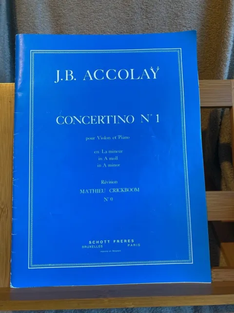 J.-B. Accolay Concertino n°1 la m pour violon et piano partition éditions Schott