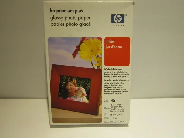 HP Premium Plus 4x6 Inkjet Glossy Photo Paper 45 Sheets / NEW