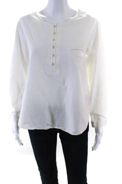 Golden Goose Deluxe Brand Womens Half Button Long Sleeve Shirt White Size Small
