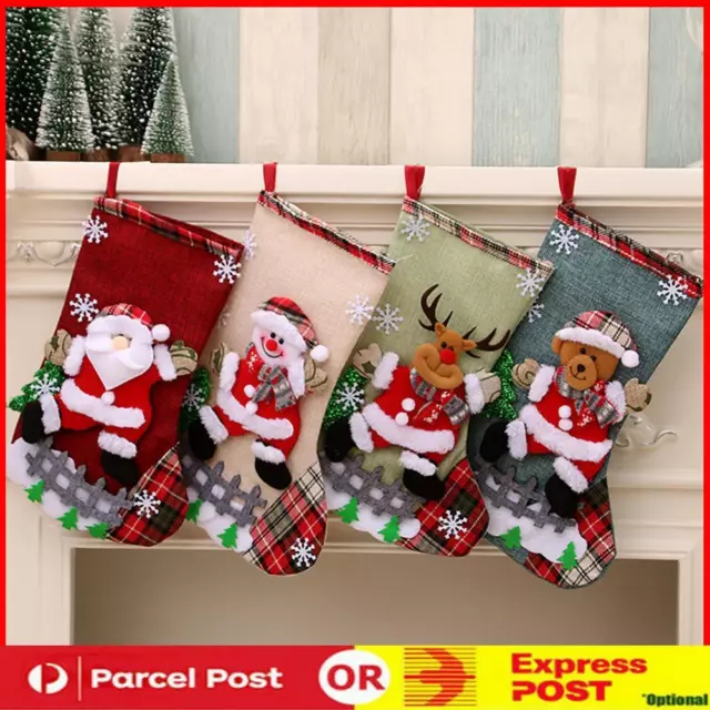 4Pcs Christmas Ornament Sock Plush Cute Stockings Bag for Home Classroom Party