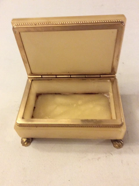Petit Coffret Rectangulaire à  Bijoux sur Pieds en Laiton et Marbre