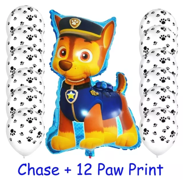 Paw Patrol Balloon Chase + 12 Paw Print Latex Balloons (13 pcs) Helium Party