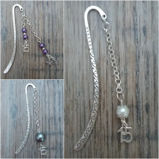 Tibetan Silver Bookmark- Beaded - 15th BIRTHDAY CHARM. PRESENT - GIFT. TEENAGER.