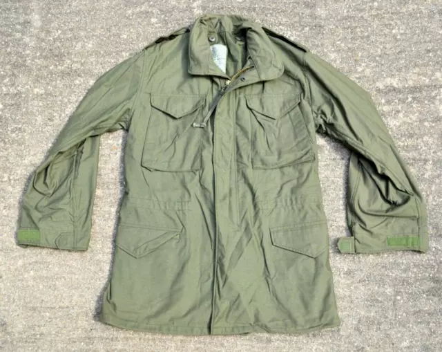 VINTAGE US ARMY M-1965 M65 Field Jacket Small Long S-L 1986 Olive Drab ...