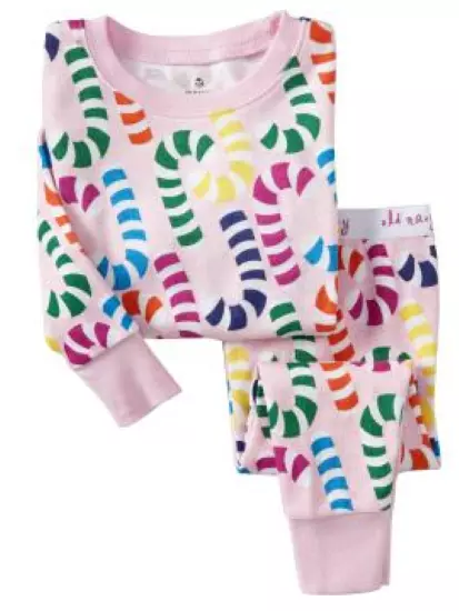 Old Navy NWT 2-piece Pink CANDY CANE LONG SLEEP SET PAJAMAS PJS 6-12 Months