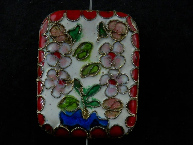 Good Quality Chinese Brass Inlay Cloisonne *Flower* 2Faces Pendant QQ040