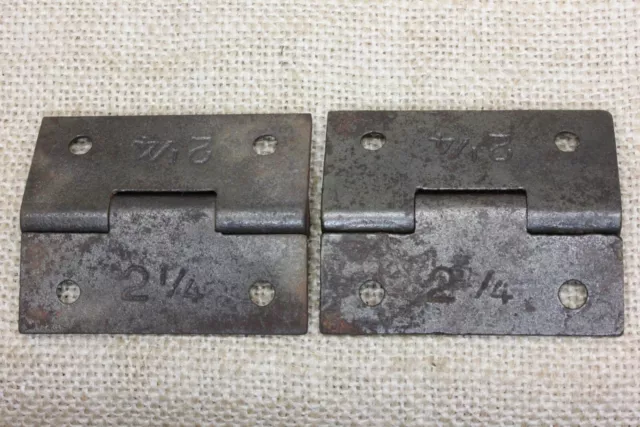 2 Old Door Hinges Butt 1 7/8 X 2 1/4” Store Stock Vintage Cast Iron 3 Knuckle 3
